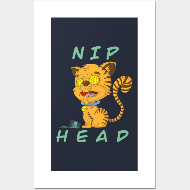 Cat High On Catnip (Nip Head) Wall Art by JessicaErinArt